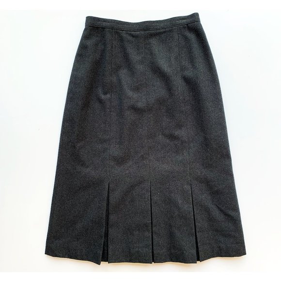 Vintage Wool Blend High Waist Pleated A-line Midi Skirt - Picture 1 of 11